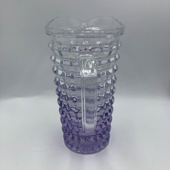 Purple and Clear Textured Glass Pitcher Ombre Unique - Picture 5 of 13